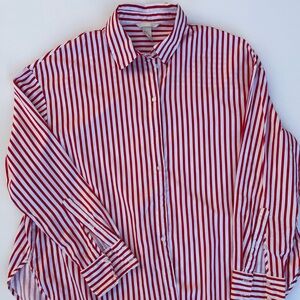 H&M Red & White Striped Women’s Button-Up Shirt
